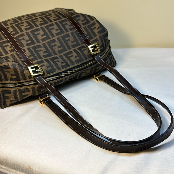 COA Fendi Zucca Tote Goldtone Hardware, Adjustable Sides, Leather Straps - Picture 8 of 15